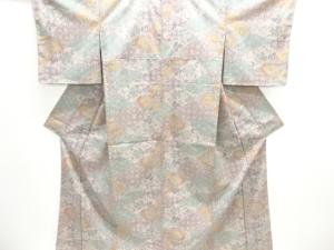 未使用品　裂取りに花古典柄小紋着物